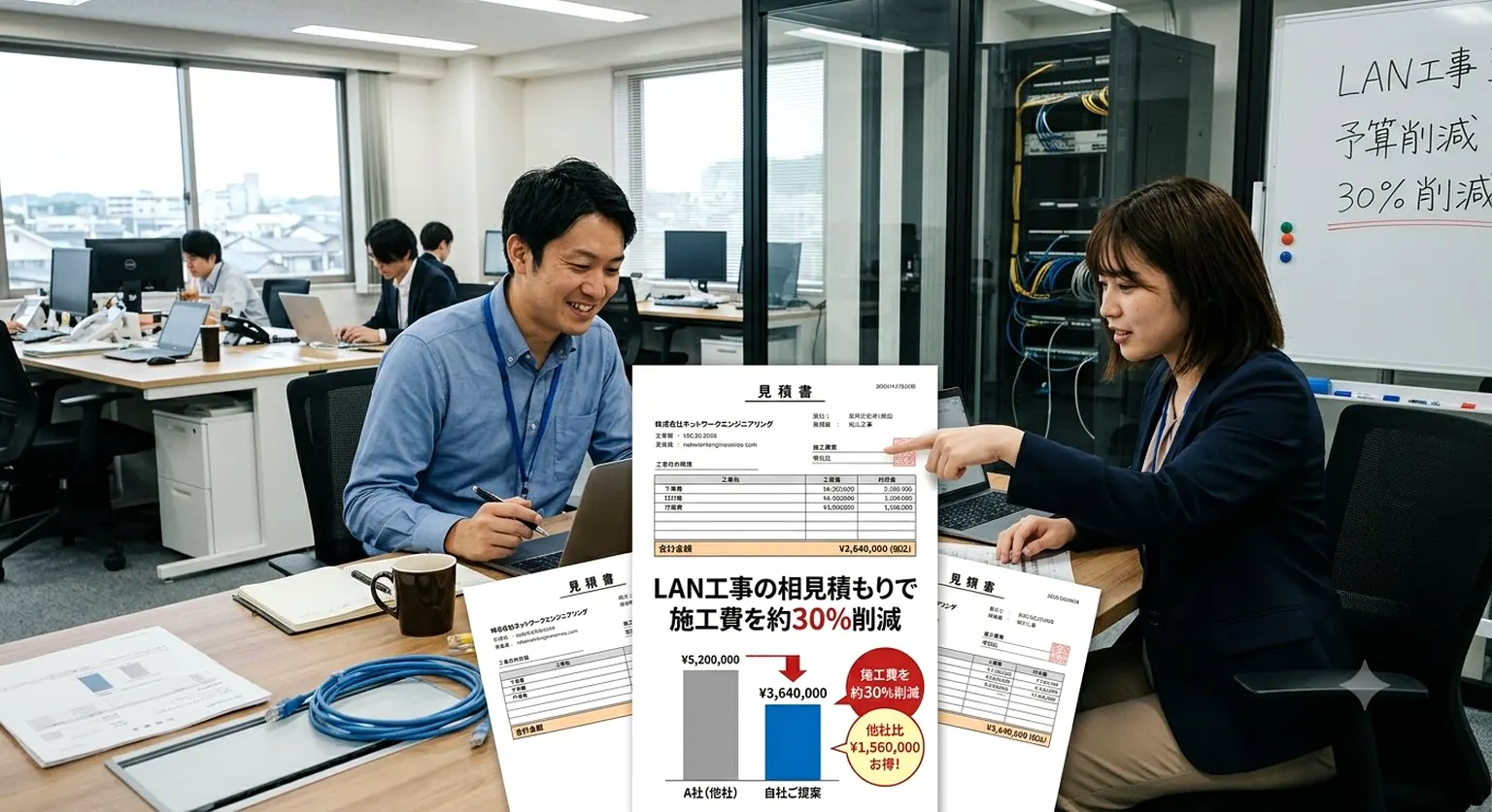 オフィス LAN工事 相見積もり最適化事例